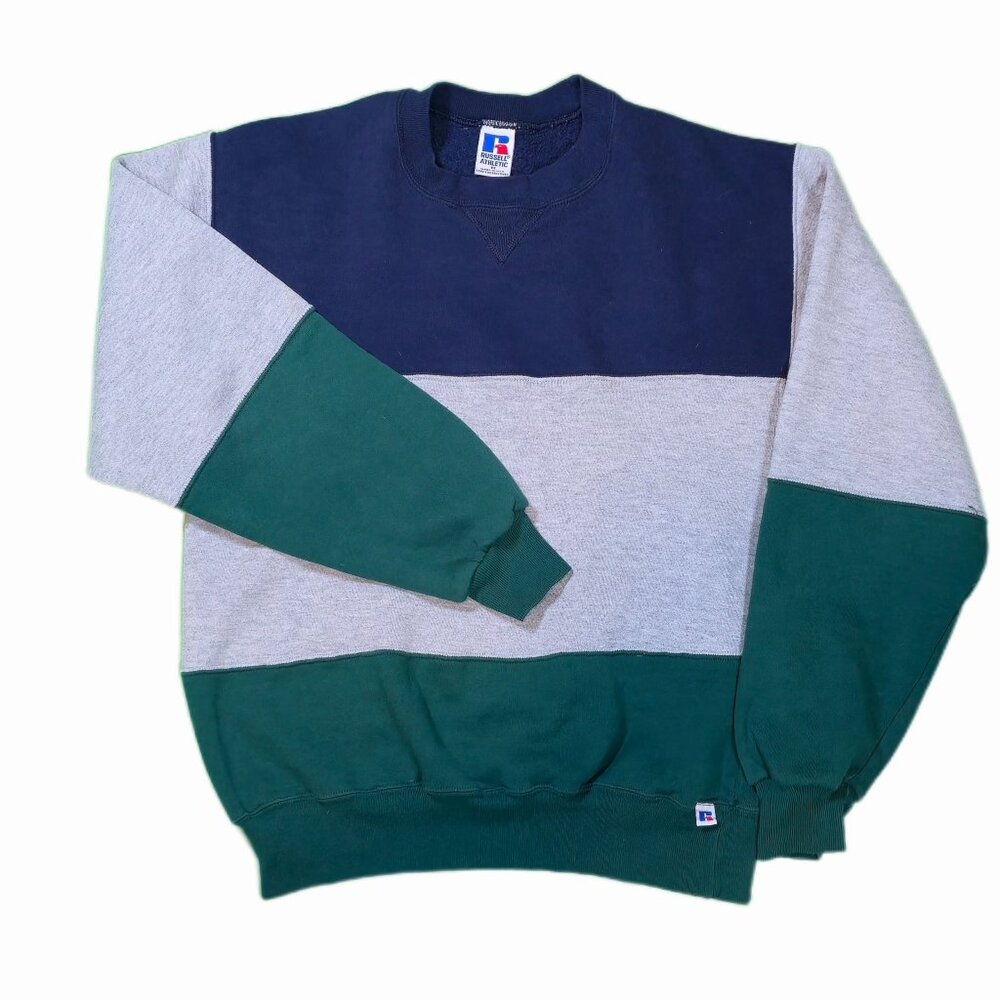Vintage Russell Athletic 90s Sweatshirt - Color Block -‎ Made in the USA M